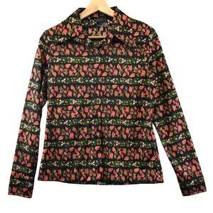 Vintage 70s Lucky Pierre Murjani Shiano Floral Long Sleeve Button Up Top M